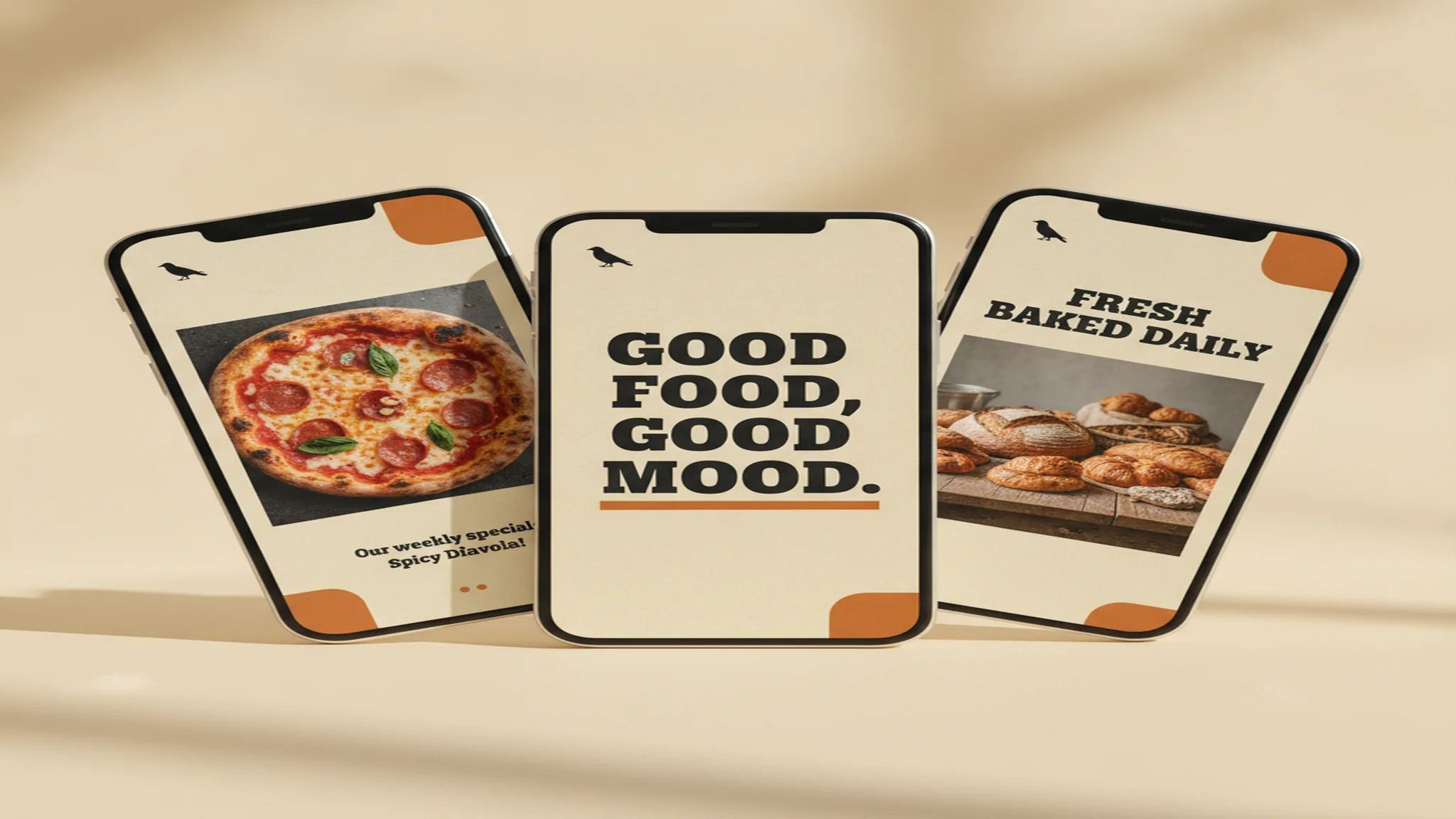 Three on-brand social media posts for a small business, each produced for a different network as part of the monthly social delivery.